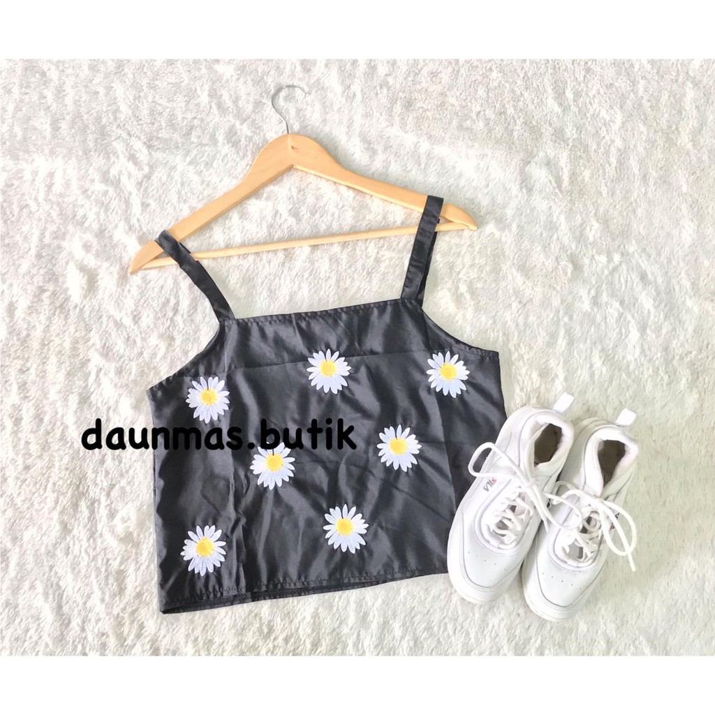 1KG MUAT 8PCS | DAISY BLOOMING TANKTOP BORDIR FLOWER OUTER HITS SELEBGRAM FASHION WANITA