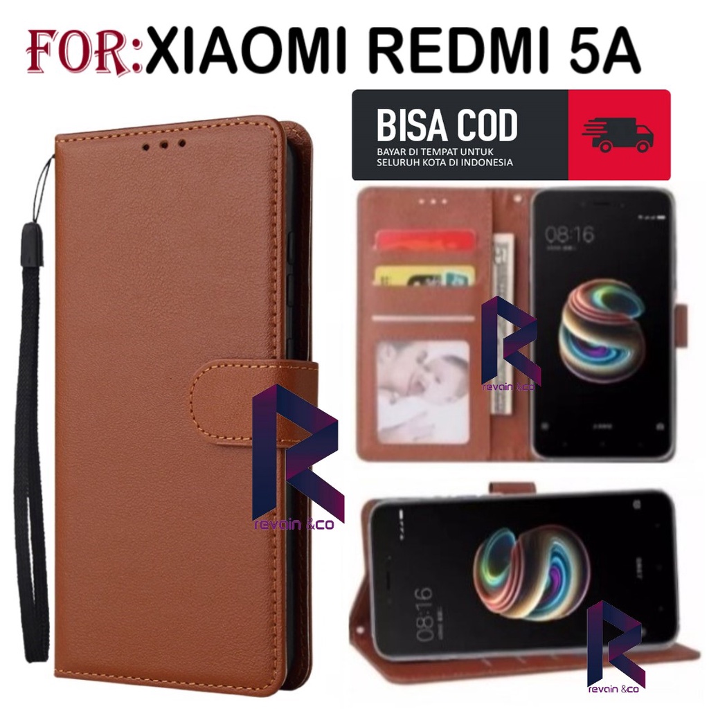 CASE XIAOMI REDMI 5A FLIP WALLET LEATHER KULIT PREMIUM SARUNG BUKA TUTUP KESING HP FLIP CASE REDMI 5A