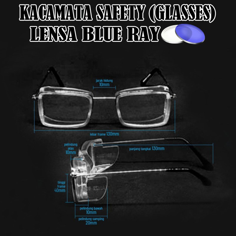 Kacamata APD Safety Kaca Mata Bening Antiradiasi Medis Pelindung Anti Virus Bakteri Eye Protection