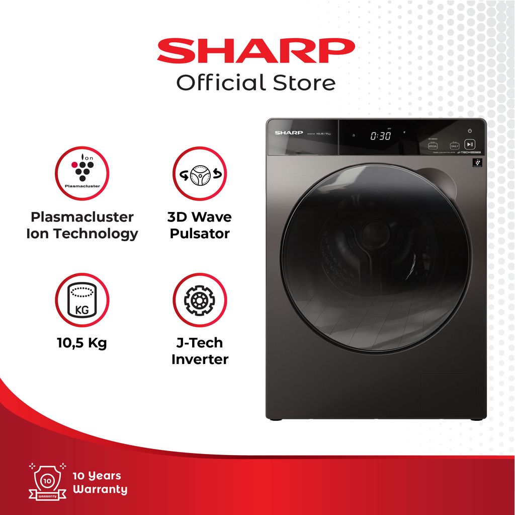 Washing Machine Front Loading K-Pro Series - 10.5 Kg ES-FL1410DPX Washer Dryer