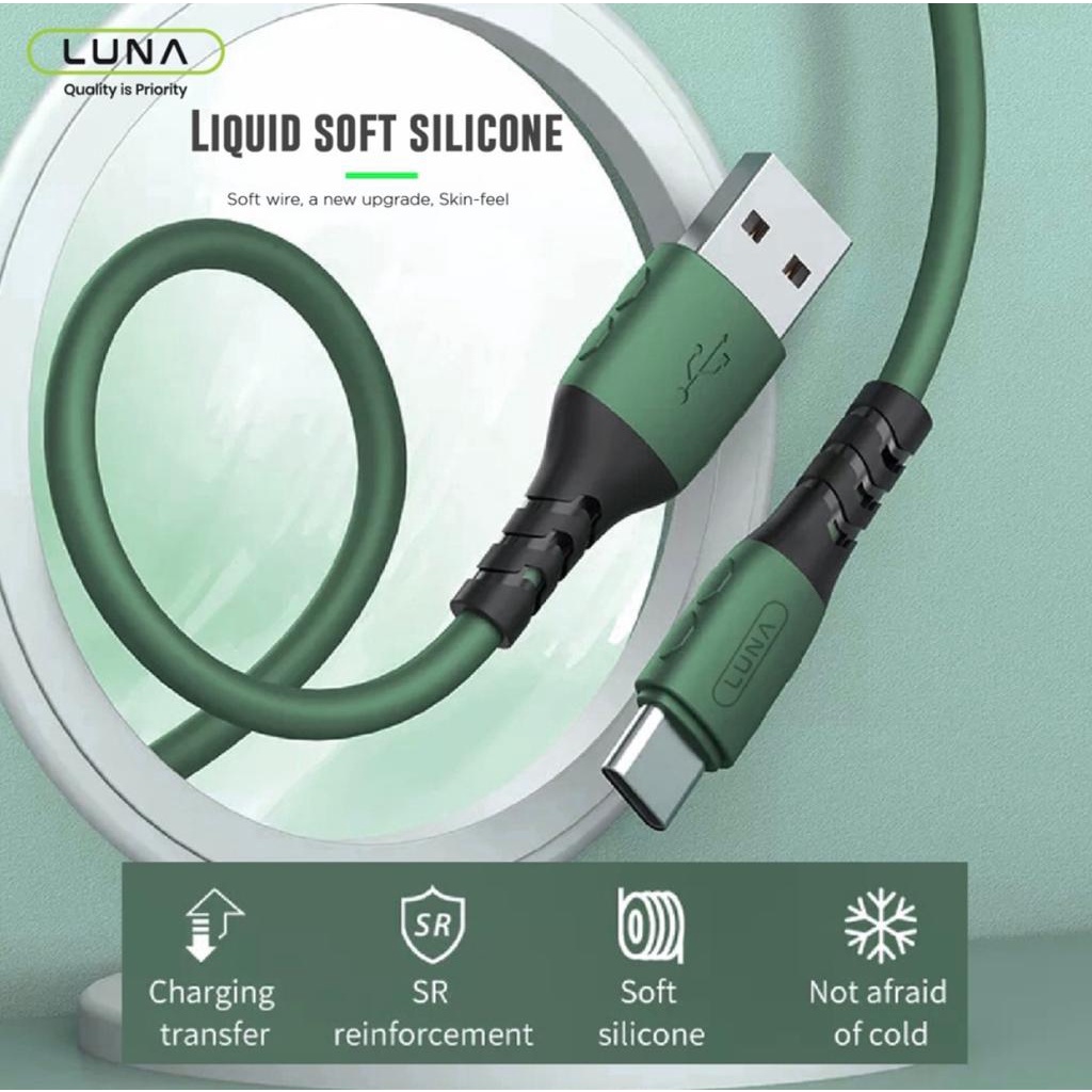 Kabel Data Type C / Lightning / Micro USB - QC 2,4A Fast Charge Fibre LUNA