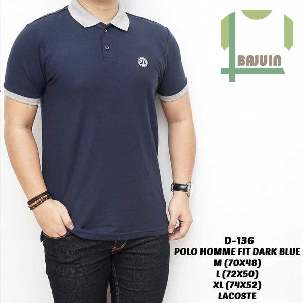 Kaos Pria Polo Homme Fit Dark Blue