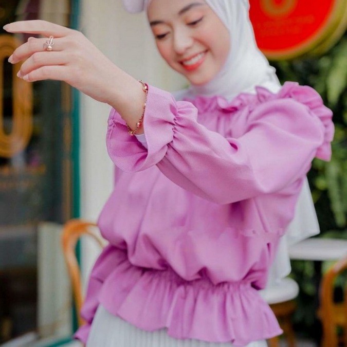 NunuLisaTan - baju korea hijab muslim wanita atasan cantik trend masa kini blouse