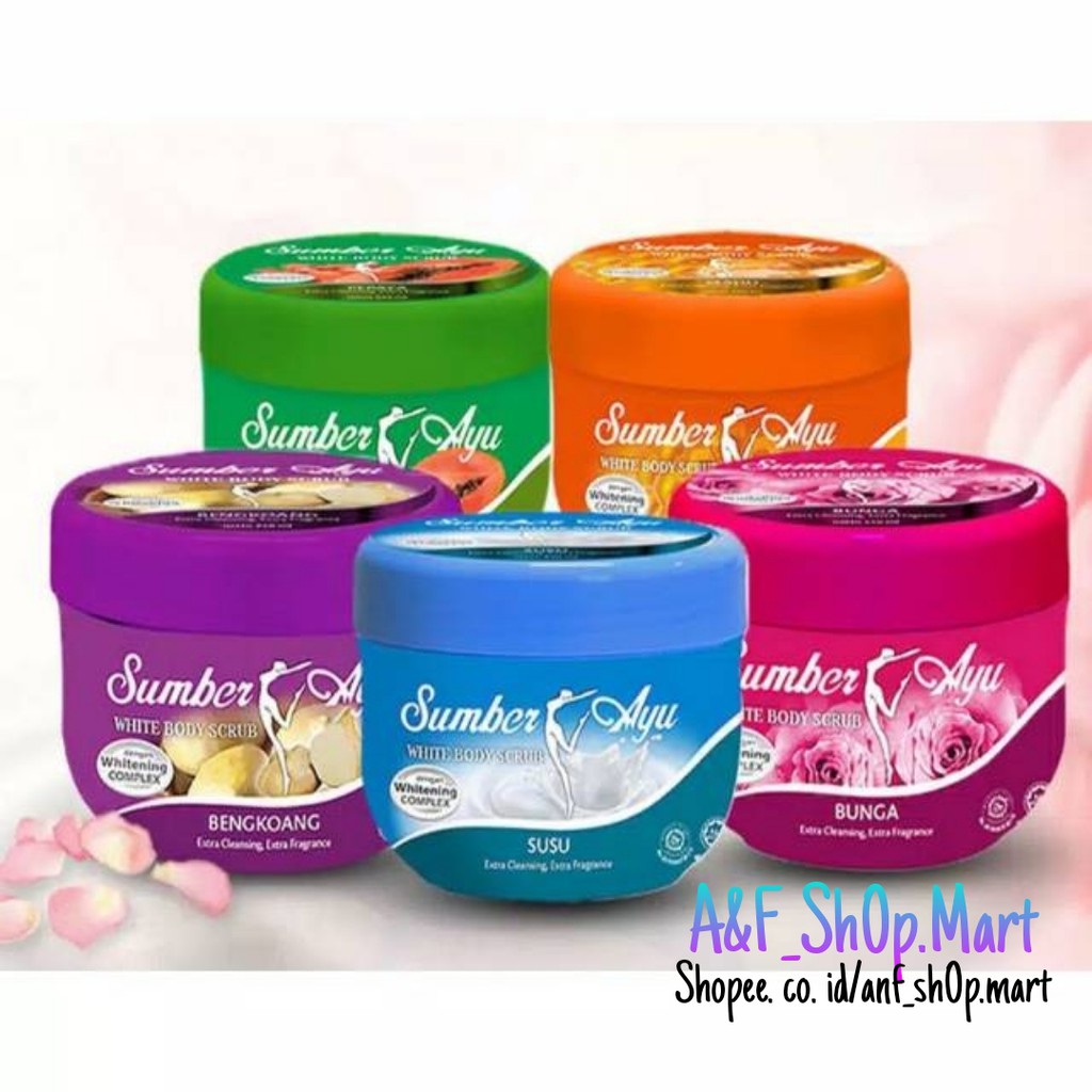 SUMBER AYU WHITE BODY SCRUB 250 Gram  LULUR Susu/Bengkoang/Pepaya