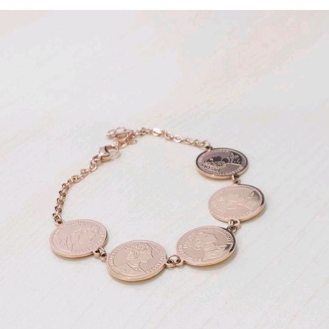 GG Gelang Tangan Five Coin Elizabeth Titanium#GT-FCE