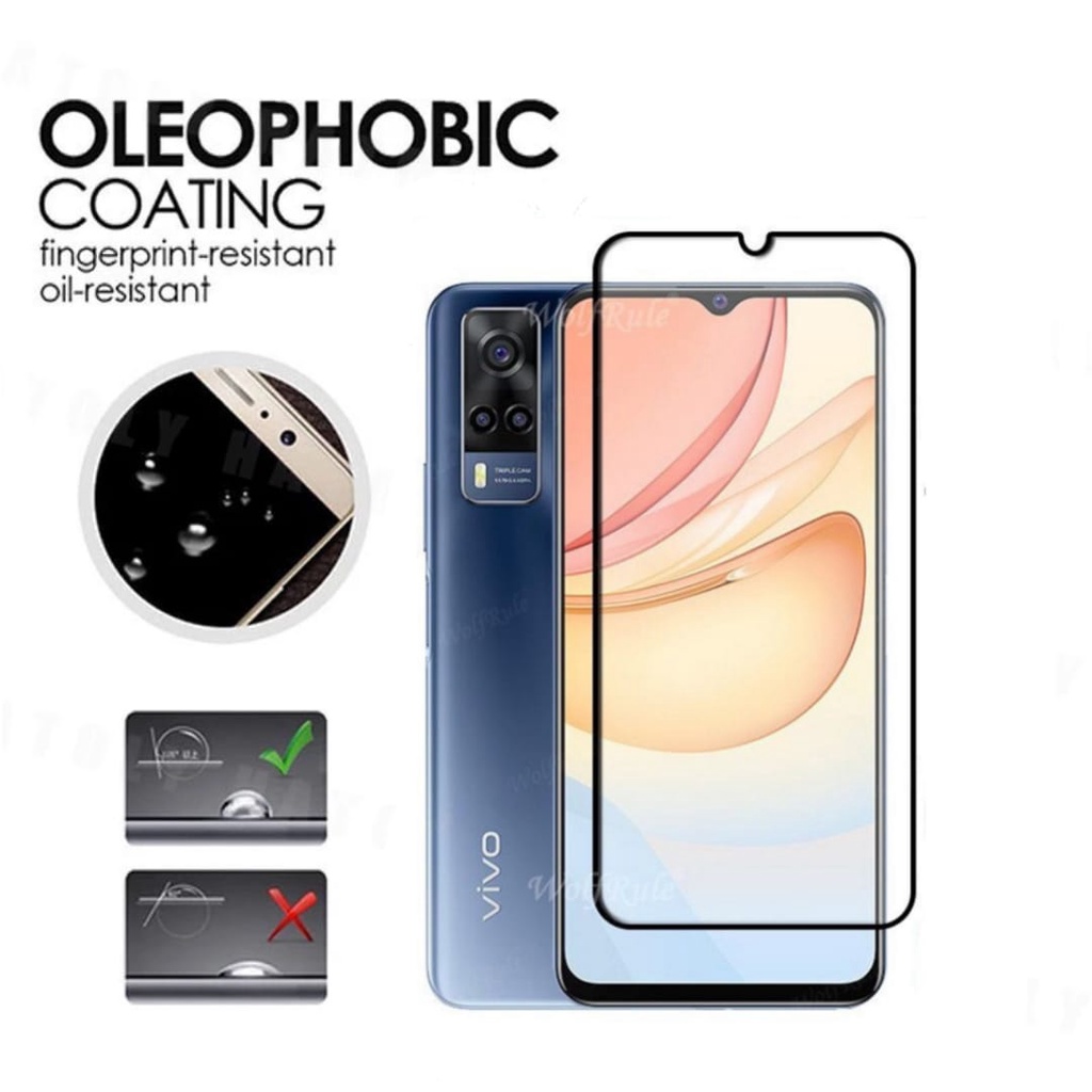 PROMO Tempered Glass VIVO Y53s 4G Full Layar Screen Guard Protector Antigores Kaca List Hitam
