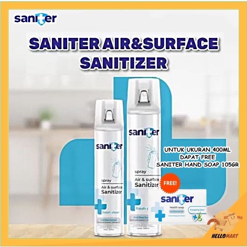 ORIGINAL Saniter Disinfectant Spray 400ml / Saniter Desinfektan Spray Sanitizer/ HELLOMARTID