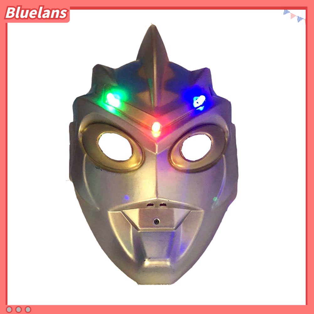 Topeng Full Face Desain Ultraman Dengan Lampu LED Untuk Pesta Halloween Dan Natal