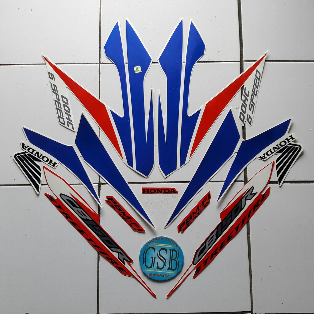 striping stiker motor honda Cb150 R 2014 Merah-Biru