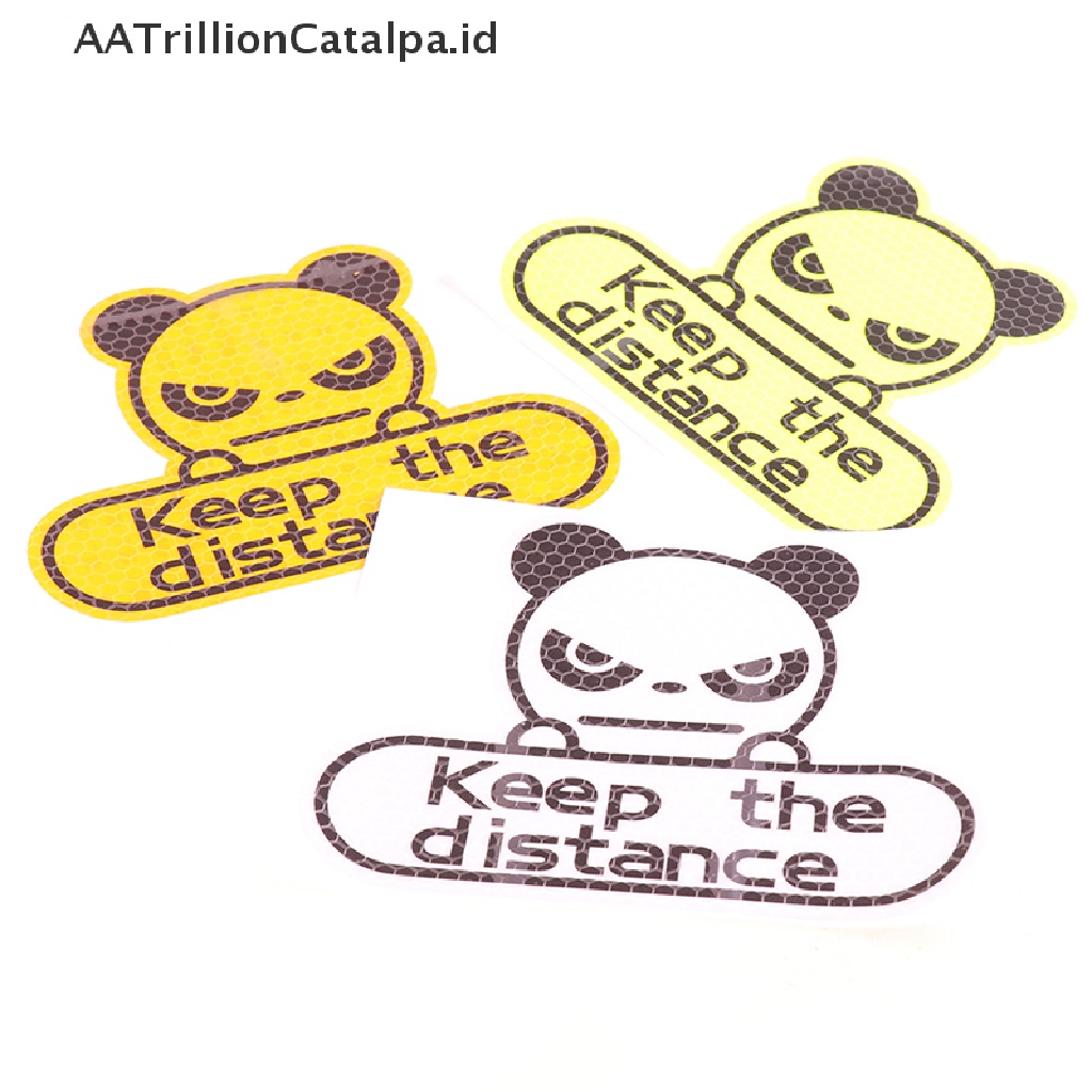 Aa Stiker Reflektif Motif Panda Tulisan Keep Distance Untuk Dekorasi Mobil