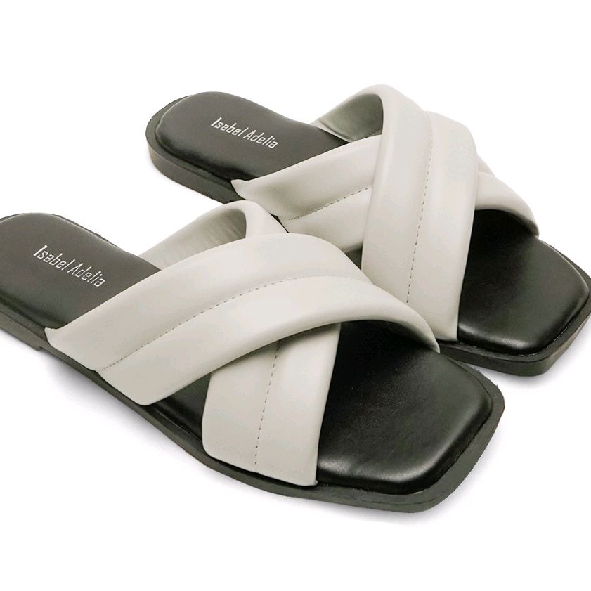 Sendal Wanita Kekinian DEOK SUN Puffy Slip Sandal Teplek Tali Silang Selop Cewek Model Terbaru