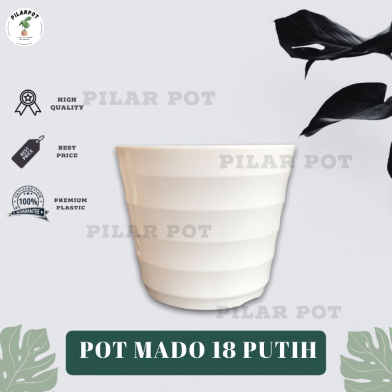 pot bunga tanaman Mado putih 16cm lovenia 8018 - PM 8018 PUTIH