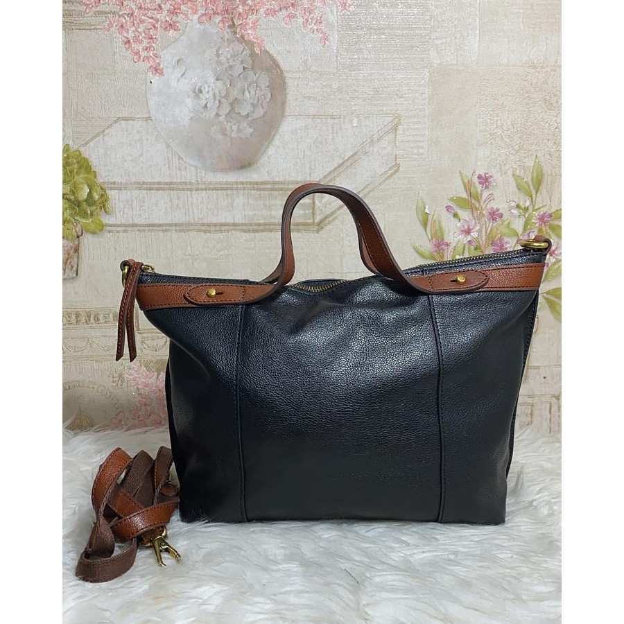 FOSSIL SADIE SATCHEL BLACK/BROWN