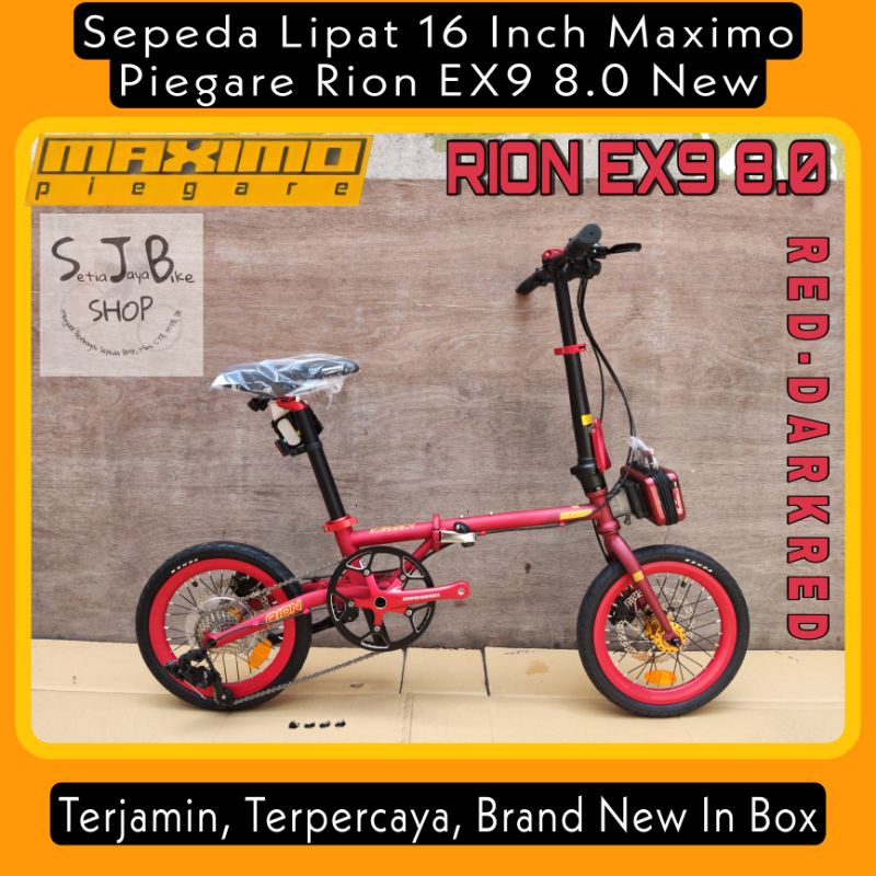 Sepeda Lipat 16 Inch MAXIMO PIEGARE RION EX9 8.0 New Chromolly 9 Speed Rem Hydraulic FREE TAS