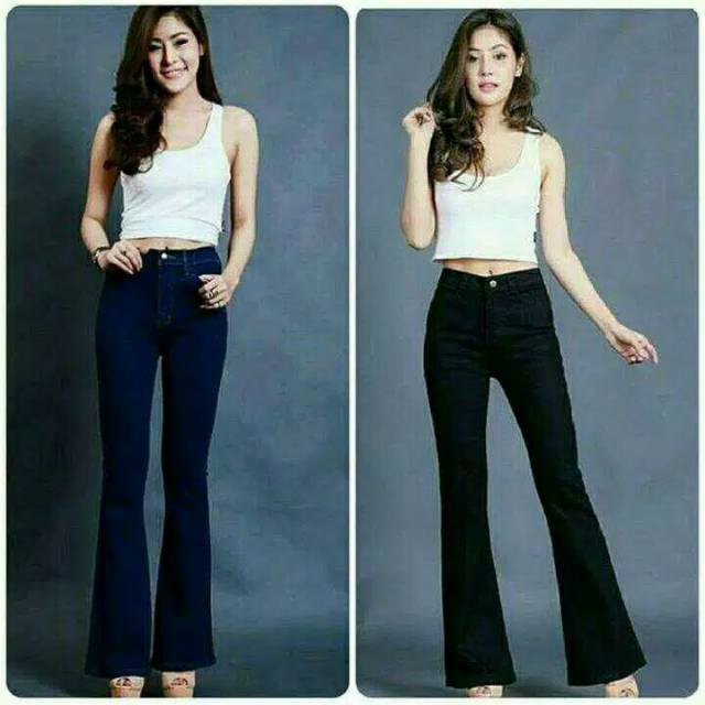 Celana jeans panjang cutbray wanita