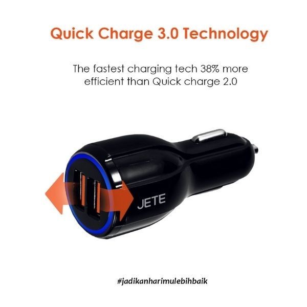 Car Charger | Charger Mobil  Fast Charging  Dual Output JETE R1 - Garansi 2 Tahun