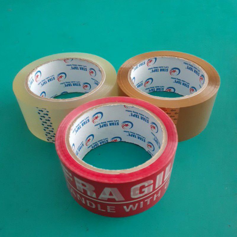 

SOLASI lakban bening coklat fragile jangan di banting STAR TAPE