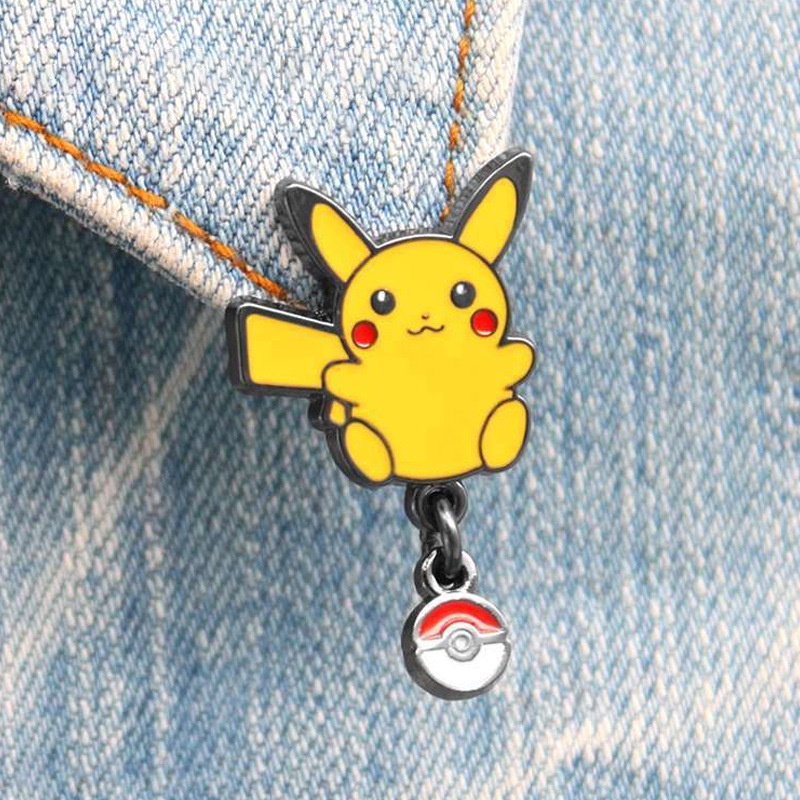 Kartun cute Japanese gaya Pikachu bros Pokémon sweater pin perempuan cardigan gesper beberapa akseso