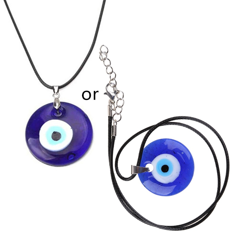 Siy Kalung Tali Kulit Liontin Evil Eye Biru Turki Bahan Resin Untuk Priawanita