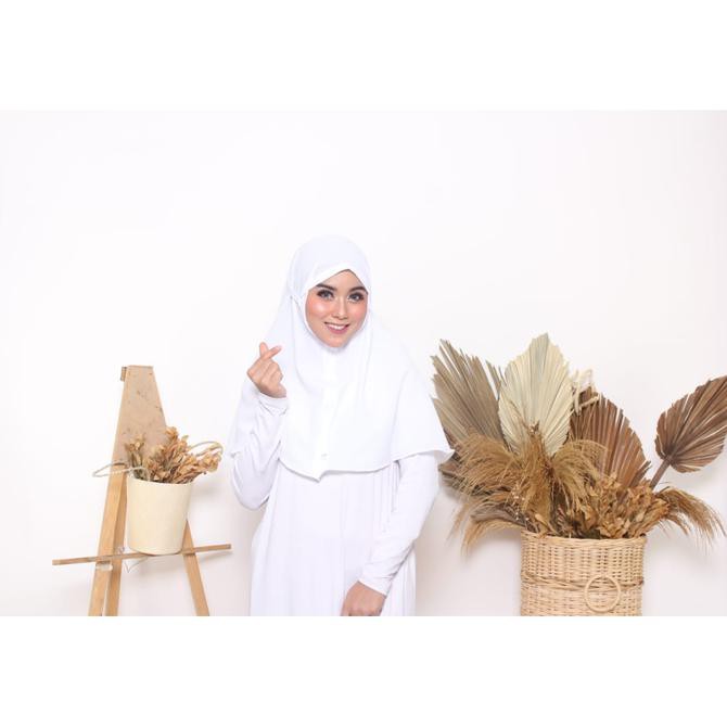 BIG SALE.. HIJAB JILBAB KERUDUNG BERGO TALI INSTAN - PUTIH ..TERMURAH