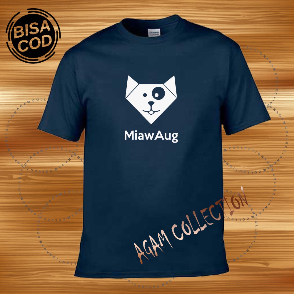 Agam Collection Baju Kaos Distro Miawaug Text Putih Lengan Pendek Premium Quality