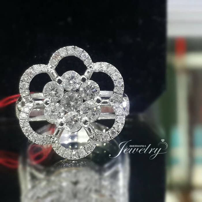 Cincin Wanita Kawin Nikah Original Emas Gold 18k Berlian Diamond Eropa Putih Asli DK1464