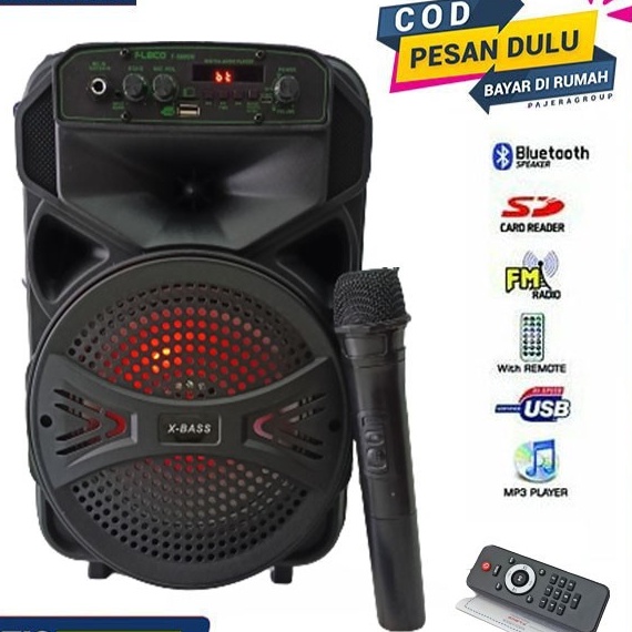 COD SPEAKER KARAOKE BLUETOOTH FLECO 8'5 INCH F-8606M LED PLUS MIC KARAOKE WIRELESS + REMOTE//SPEAKER KARAOKE X-BASS//SPEAKER WIRELESS//SPEAKER SALON AKTIF 8'5 INCH