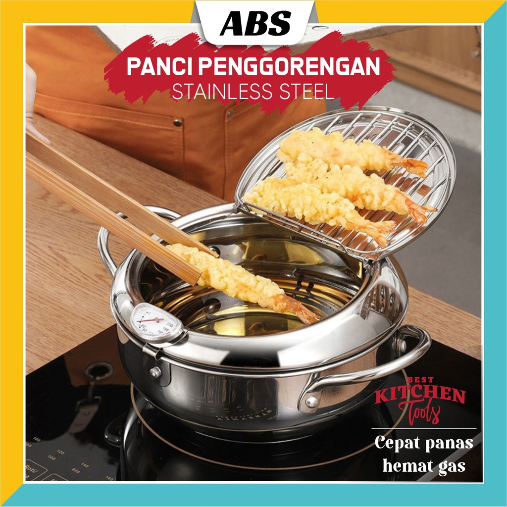 (ABS) PANCI PENGGORENG FRYER POT STAINLESS STEEL 2,2 LITER | Shopee