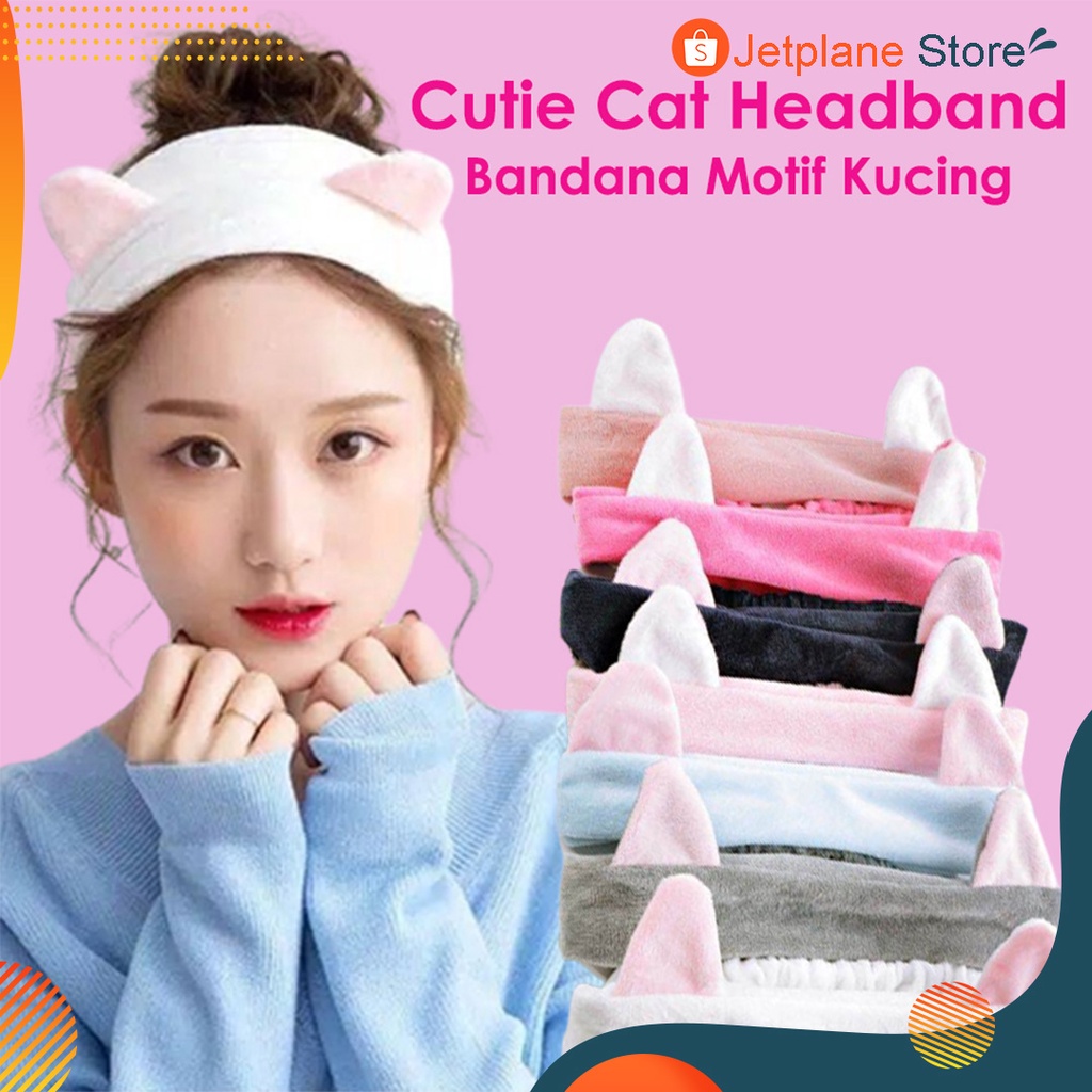 Bando Motif Kucing Bandana Aksesoris Rambut Bando Masker