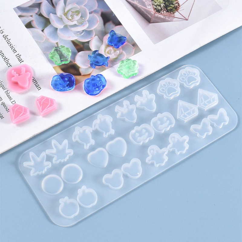 Glitter Crystal Epoxy Resin Mold Ear Studs Silicone Mould DIY Crafts Jewelry Earring Pendant Making Tool