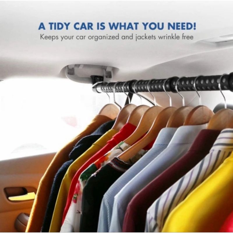 Gantungan Bar Baju Jas Pakaian Mobil Expandable Car Hanger Portable