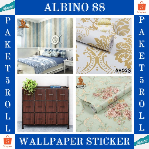 PROMO PAKET 5 ROLL WALLPAPER STICKER DINDING/ WALLPAPER RUANG TAMU/ WALLSTICKER/ MOTIF BATIK ELEGANT TERMURAH