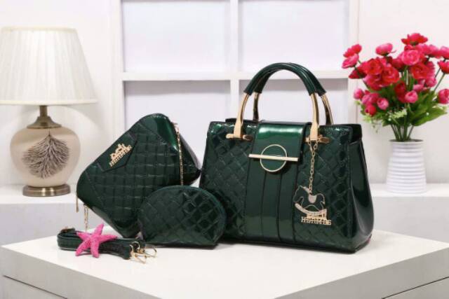 Tas Hirmis Belleza 3147-1 (3in1) wanita branded glossy fashion import