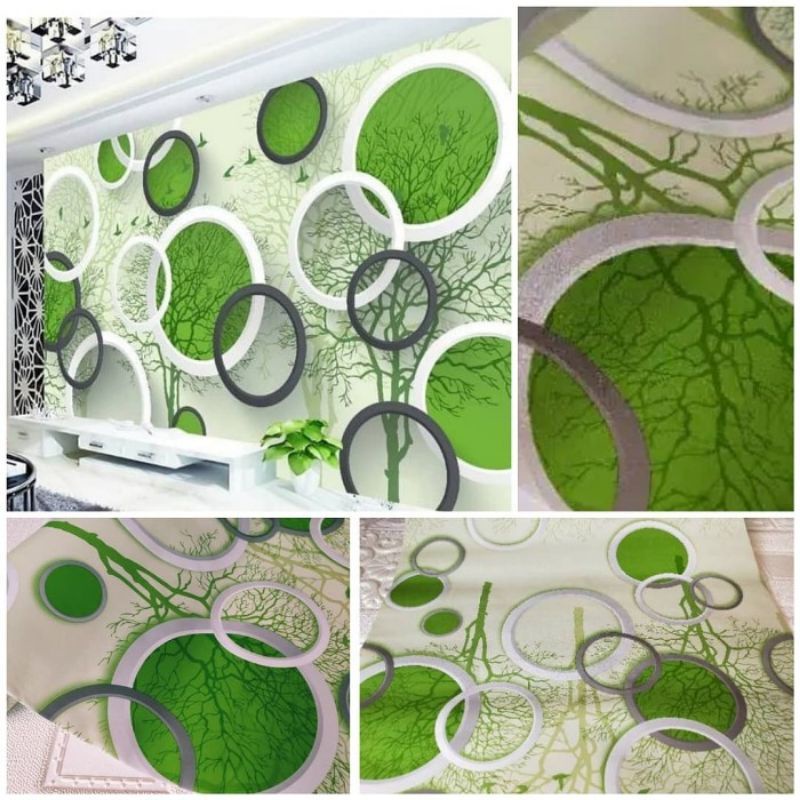 Wallpaper Dinding Sticker Dinding Polkadot Hijau Ruang Tamu Kamar