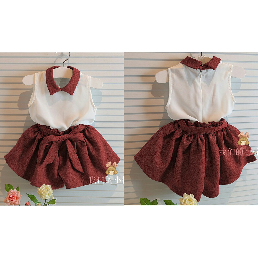 Q- SETELAN ANAK KIDDY  MAROON GREY 3-5 TAHUN ROK DAN ATASAN