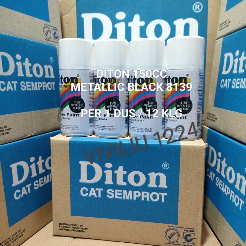 Pilok Cat Diton Metallic Black 8139 Per 1 Dus / 12 klg Hitam Metalik 150cc Harga Per 1 Dus (12) Cat Semprot Diton 150cc Pilok Diton Pilox Diton Cat Diton 150cc