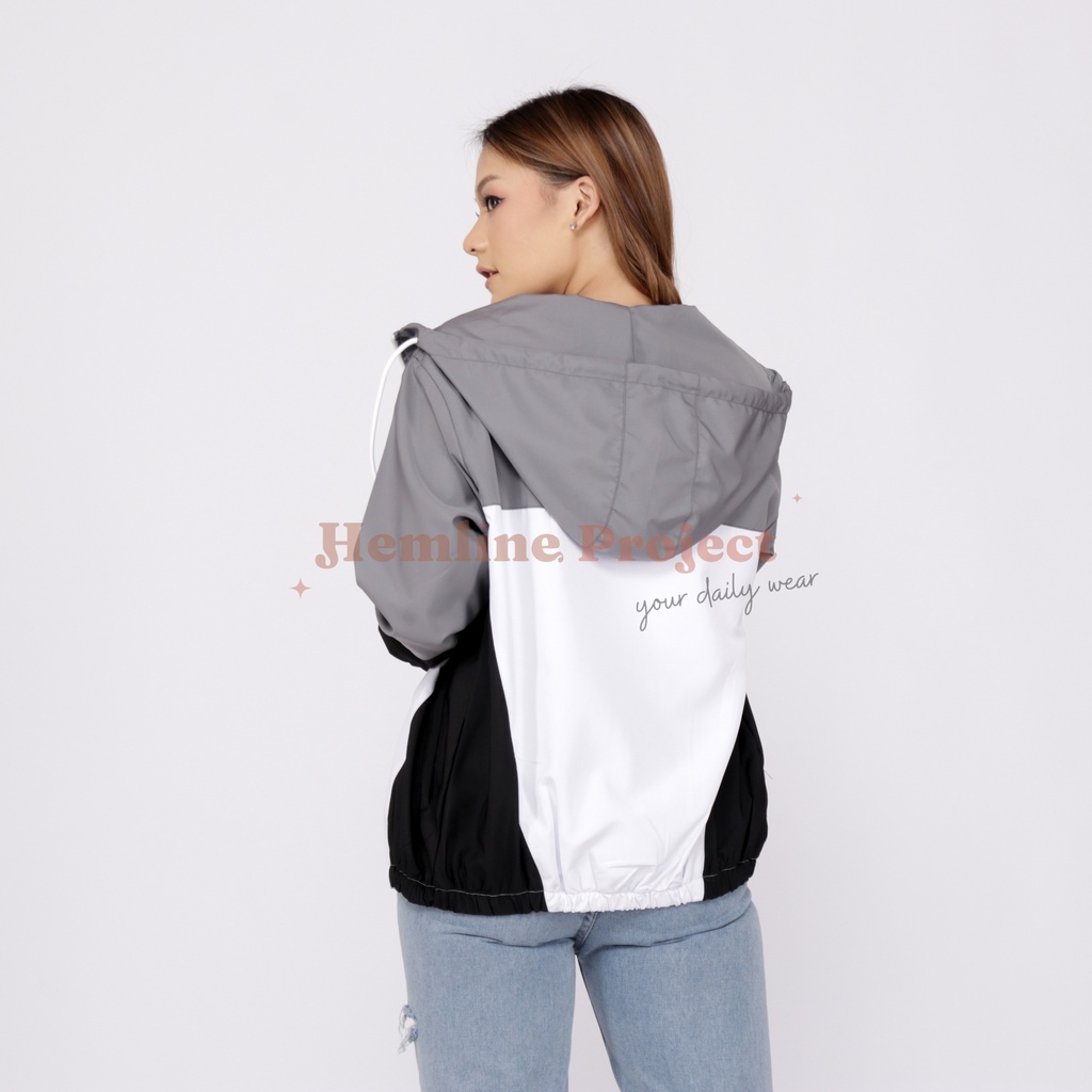 Anais Jaket Grey - Jaket Parasut Hoodie Wanita