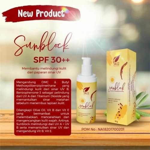 SUNBLOCK SPF 30++ SR12  / Sun Block SR 12 Original 100% / Melindungi dari Sinar Matahari UV Menjaga Kelembaban Merawat Mencerahkan Belang Kulit