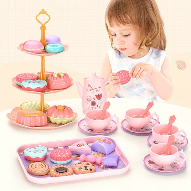 Mary 36pcs / Set Cangkir Teh + Piring Stand Kue Bahan Metal Untuk Pesta Anak