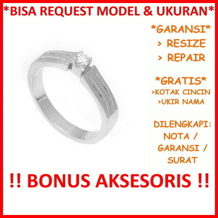 Gratis Ukir Nama Bisa Pesan Model Garansi Silver Asli Cincin Kawin Nikah Tunangan Perak Id469