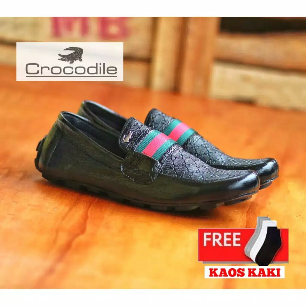 Sepatu Pria Slip On Crocodile Webing