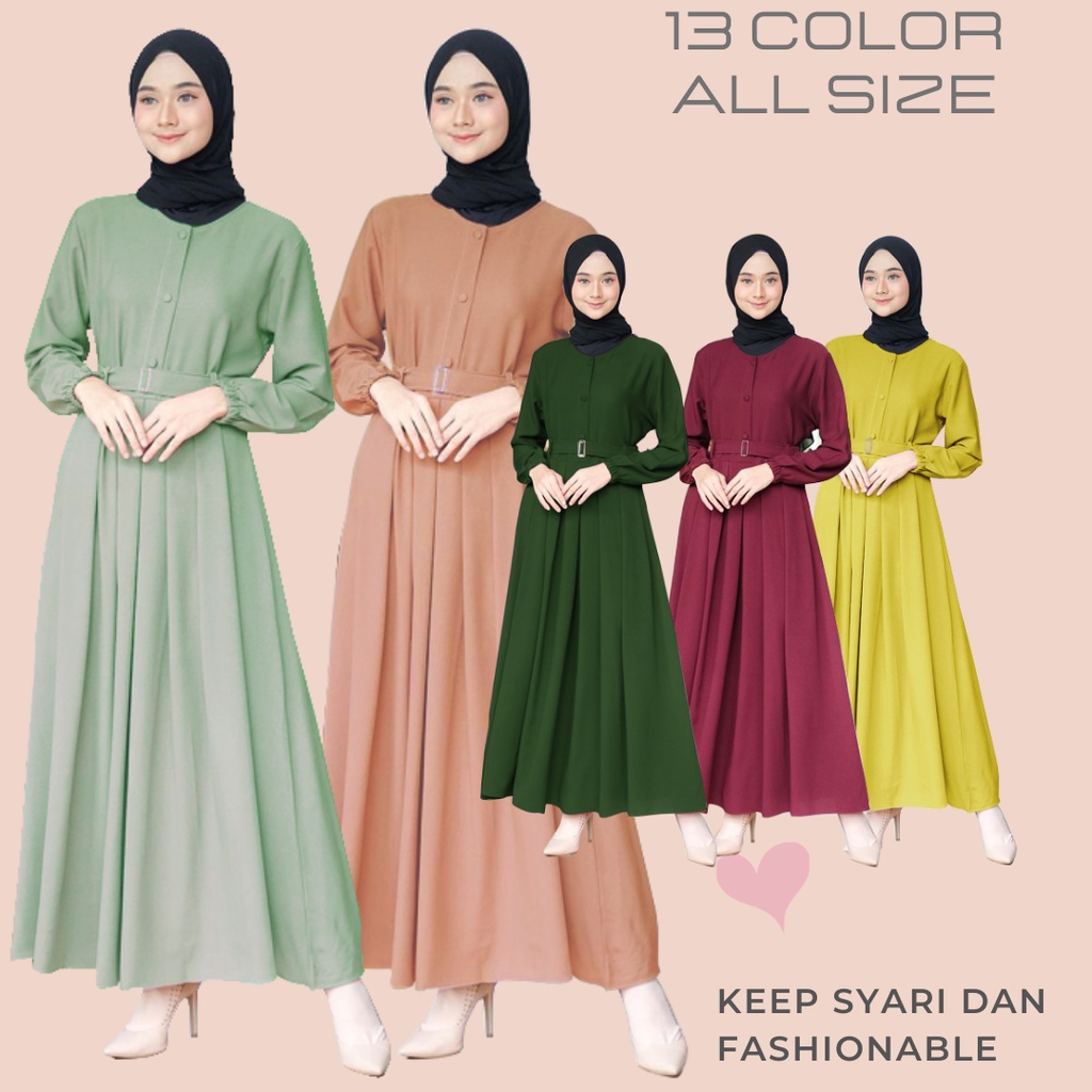 Gamis Navy Polos Gaun Wanita Muslim Kekinian Abayya Terbaru Set Kondangan Ibu2 Fashion Cewek Casual 