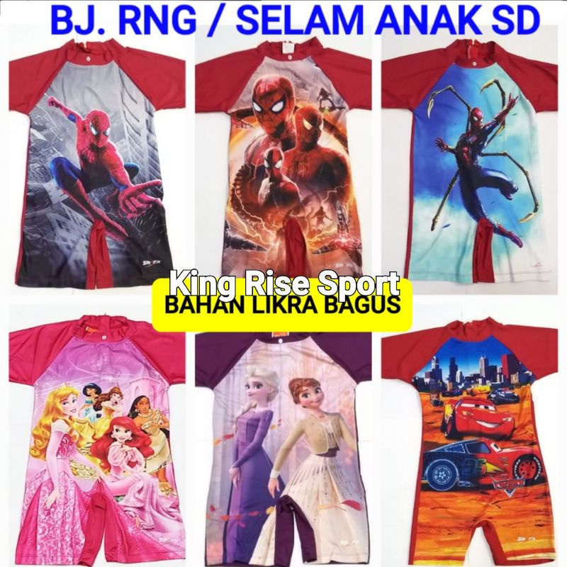 Baju Renang/ Selam/ Diving Anak SD Karakter - Import