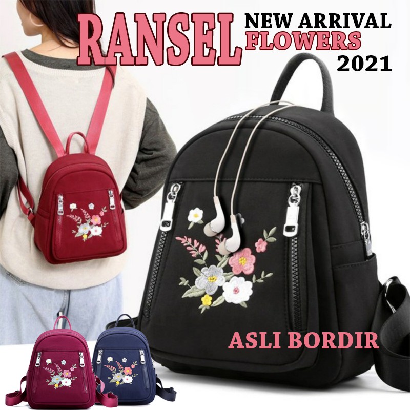 Hot Sale 2020 Fashion Women Backpack Flower Bordir Beautiful Bag Travel Student School Small Casual