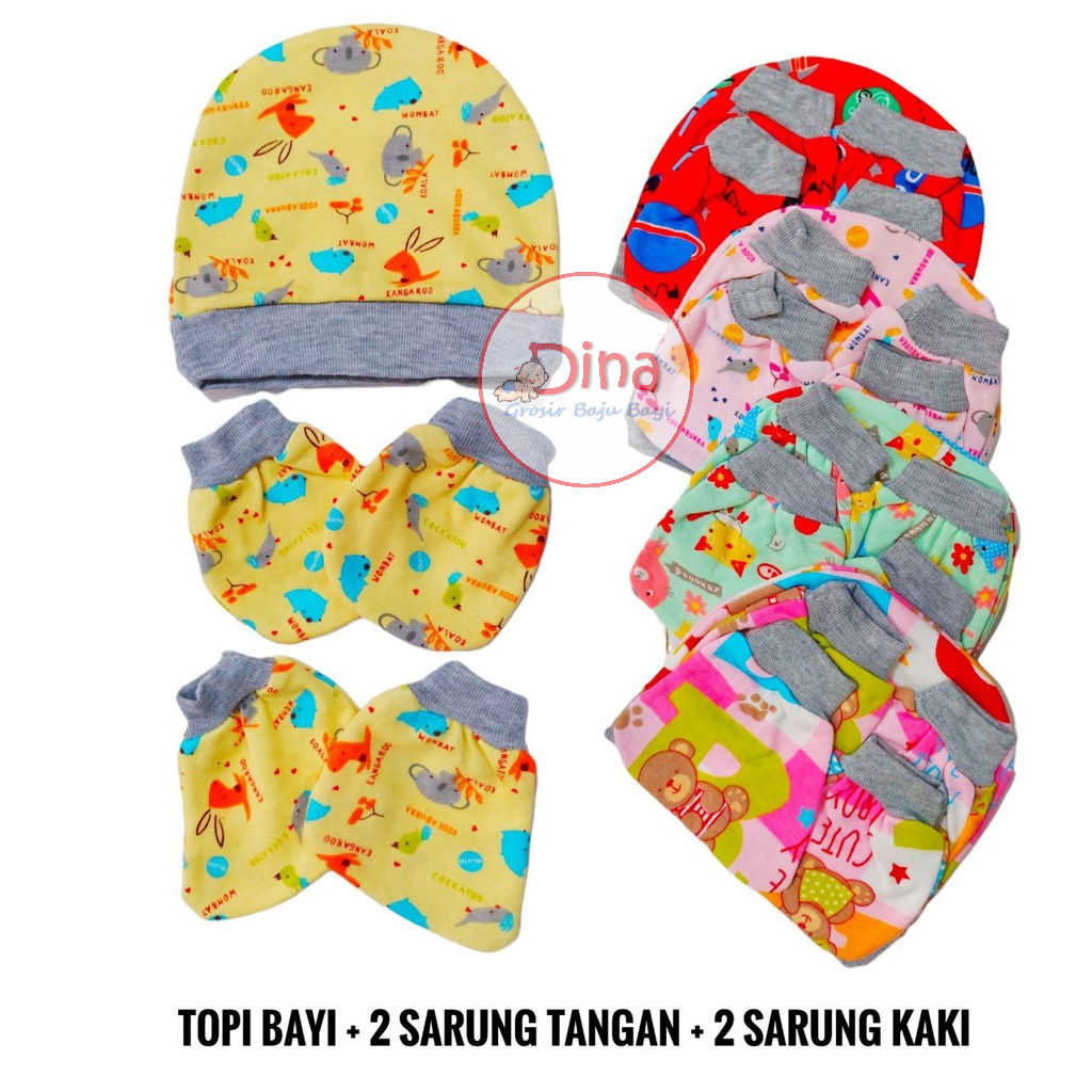 1 set topi bayi +sarung tangan kaki bayi HOKIYO