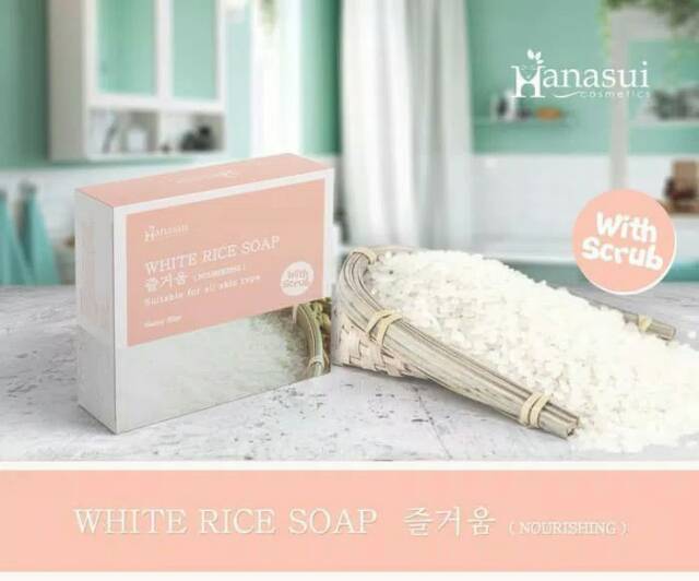 SABUN HANASUI WHITE RICE SOAP WITH SCRUB - SABUN BERAS PUTIH BPOM
