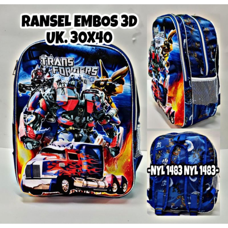 Tas Ransel 3D Embos Ransel anak sekolah SD Gambar Timbul