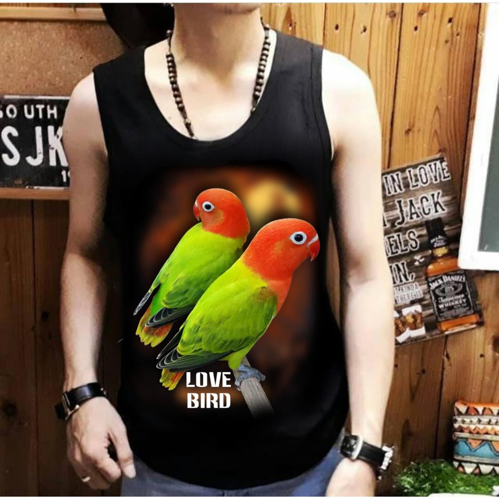 Shalch trendy Singlet Lekbong pria Love Bird Twins