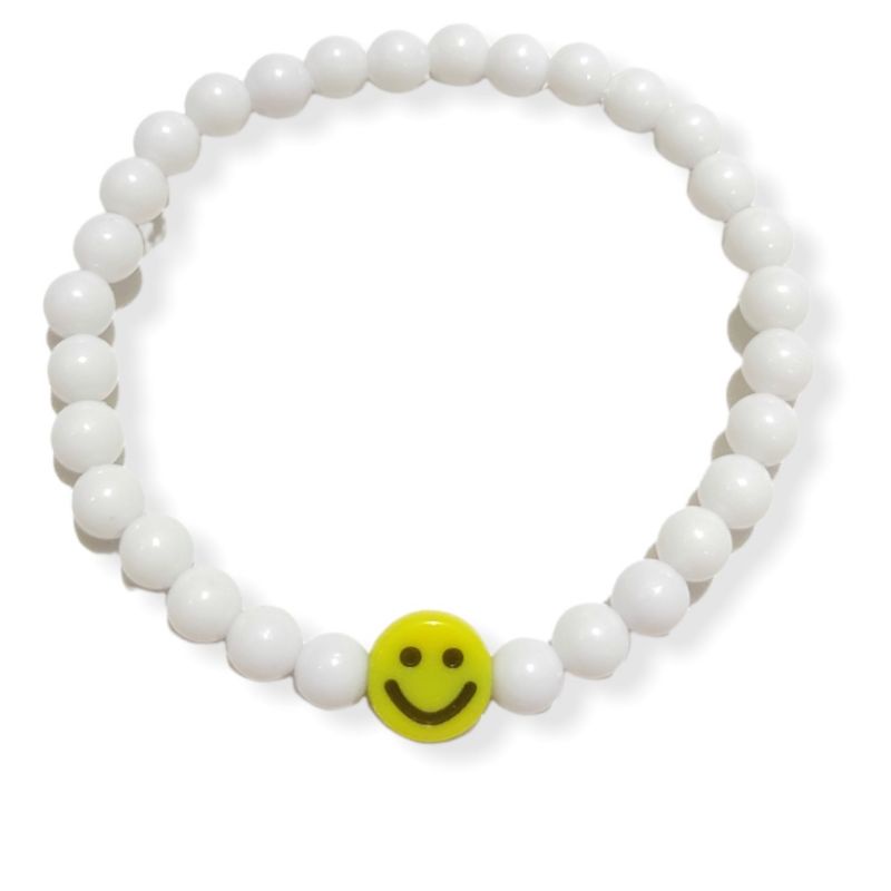 Gelang Elastis Mote Senyum Smiley Beads Bracelet Emoji Smile Tersenyum  Handmade