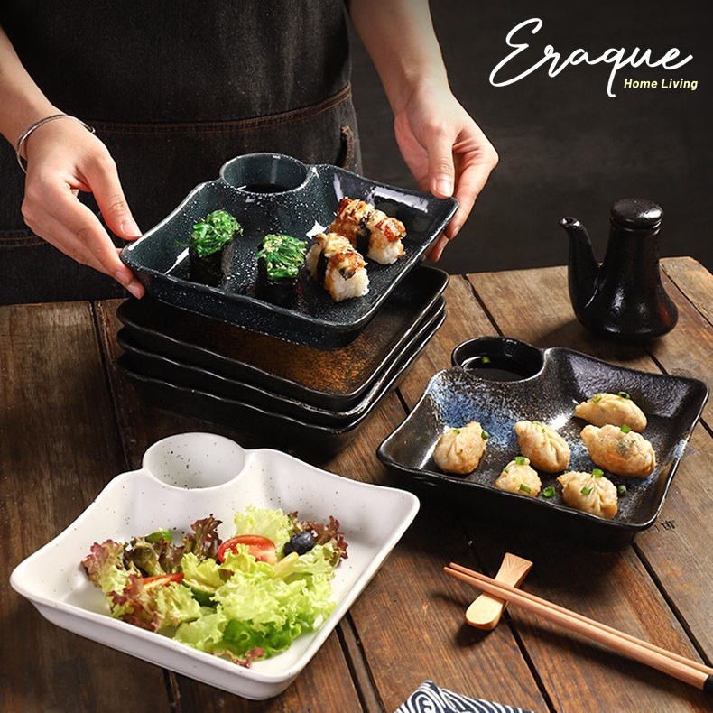 Yui Dumpling Plate / Piring Saji Makan Dimsum Sushi Gyoza Keramik Rustic Jepang Aesthetic / Piring R
